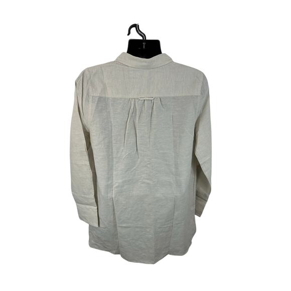 J Crew Linen Blend Beach Shirt in Natural Linen Sz Large Oversized Flowy Capsule - Picture 2 of 12